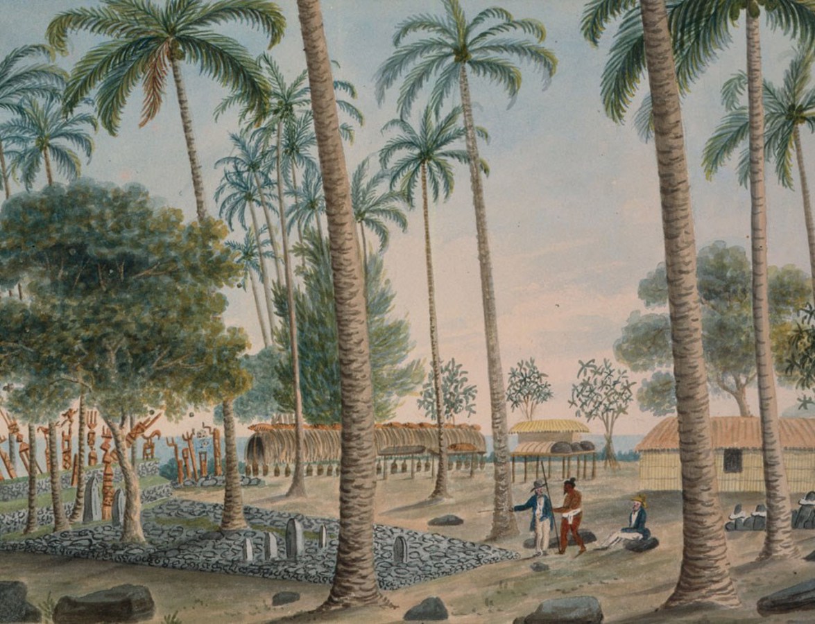 <p>Marae de Pare, aquarelle de G.Tobin, 1792</p>