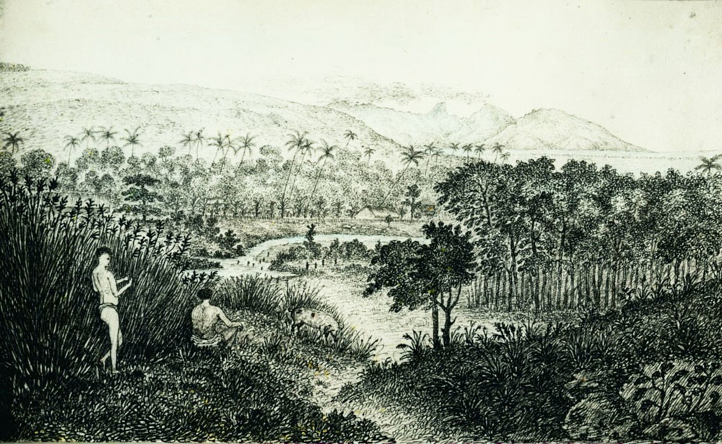<p>Vue de la maison du pasteur Crook en 1822.</p>